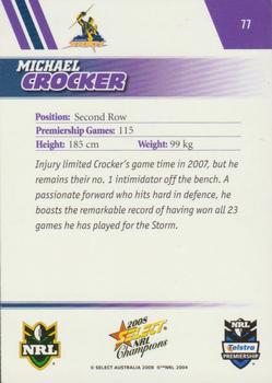 2008 Select NRL Champions #77 Michael Crocker Back